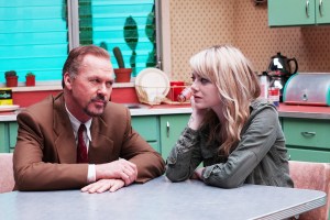 BIRDMAN, (aka BIRDMAN OR (THE UNEXPECTED VIRTUE OF IGNORANCE), from left: Michael Keaton, Emma